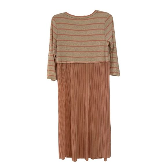 Flamingo Urban Pleated Stripe Midi Dress Size Large - Picture 2 of 3